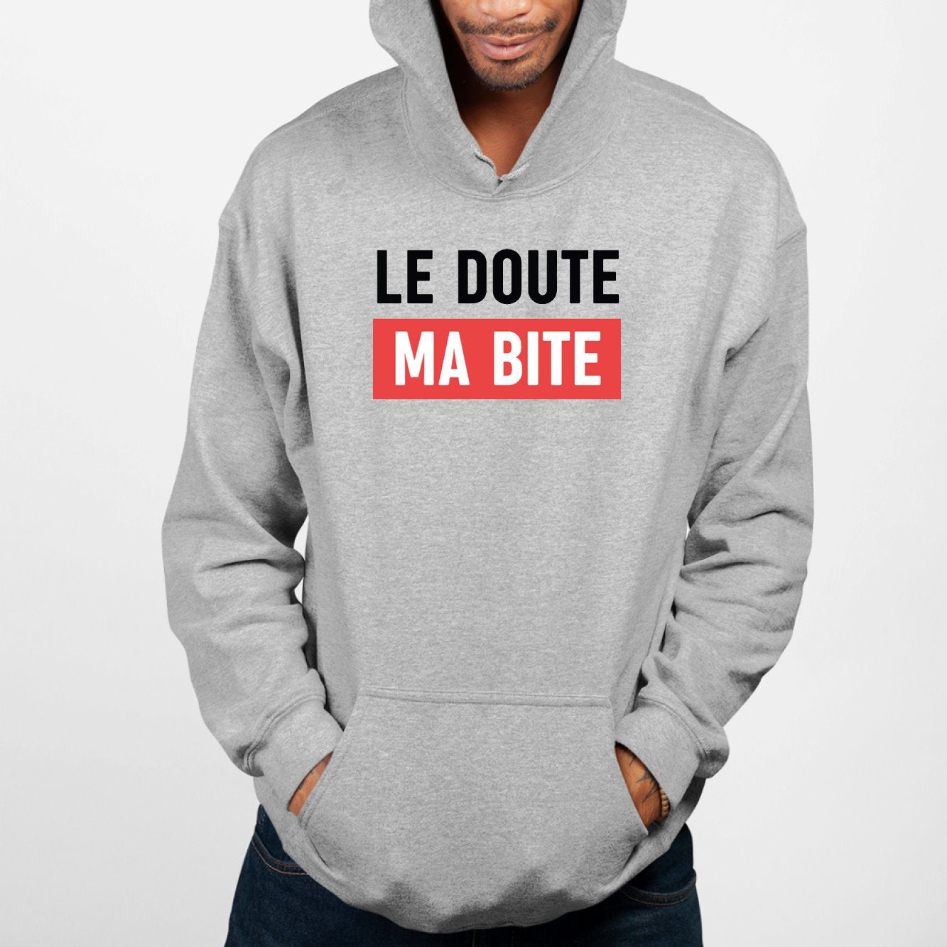 Sweat Capuche Adulte Le doute ma bite Gris