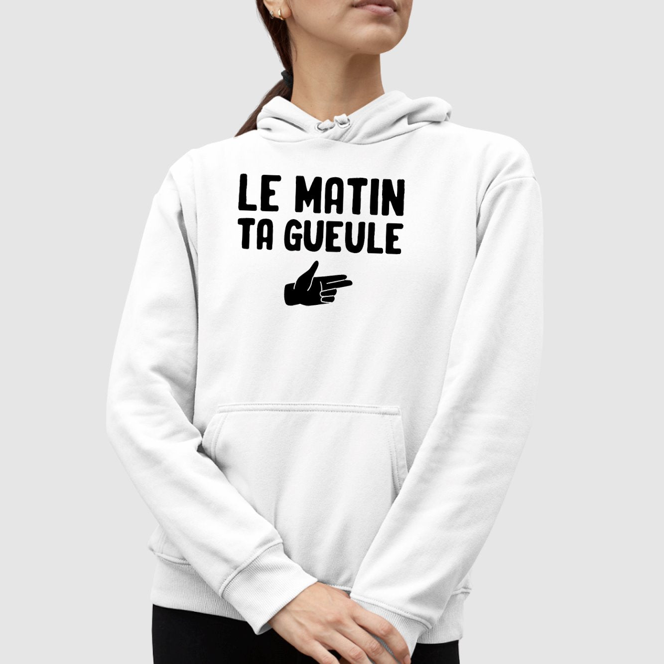 Sweat Capuche Adulte Le matin ta gueule Blanc