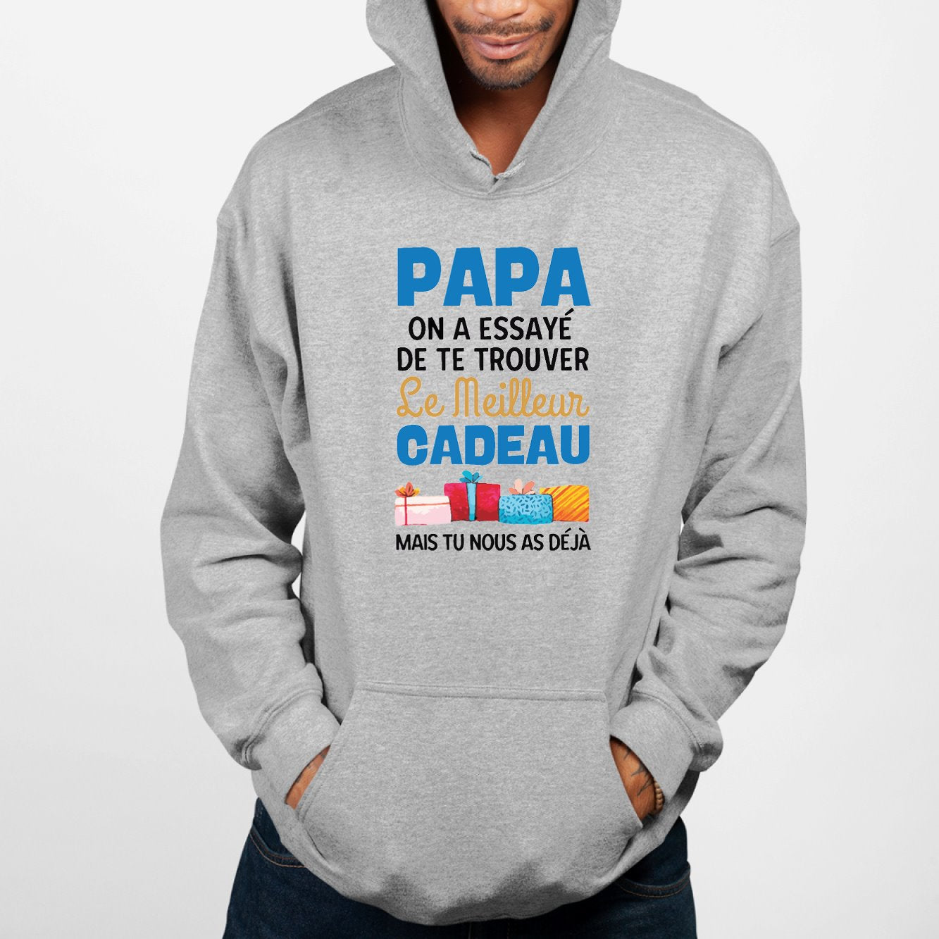 Sweat Capuche Adulte Le meilleur cadeau pour papa Gris