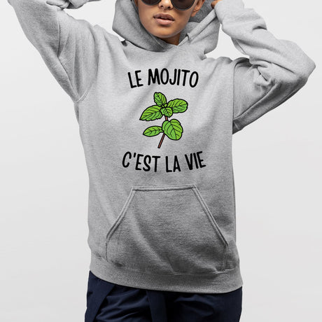 Sweat Capuche Adulte Le mojito c'est la vie Gris