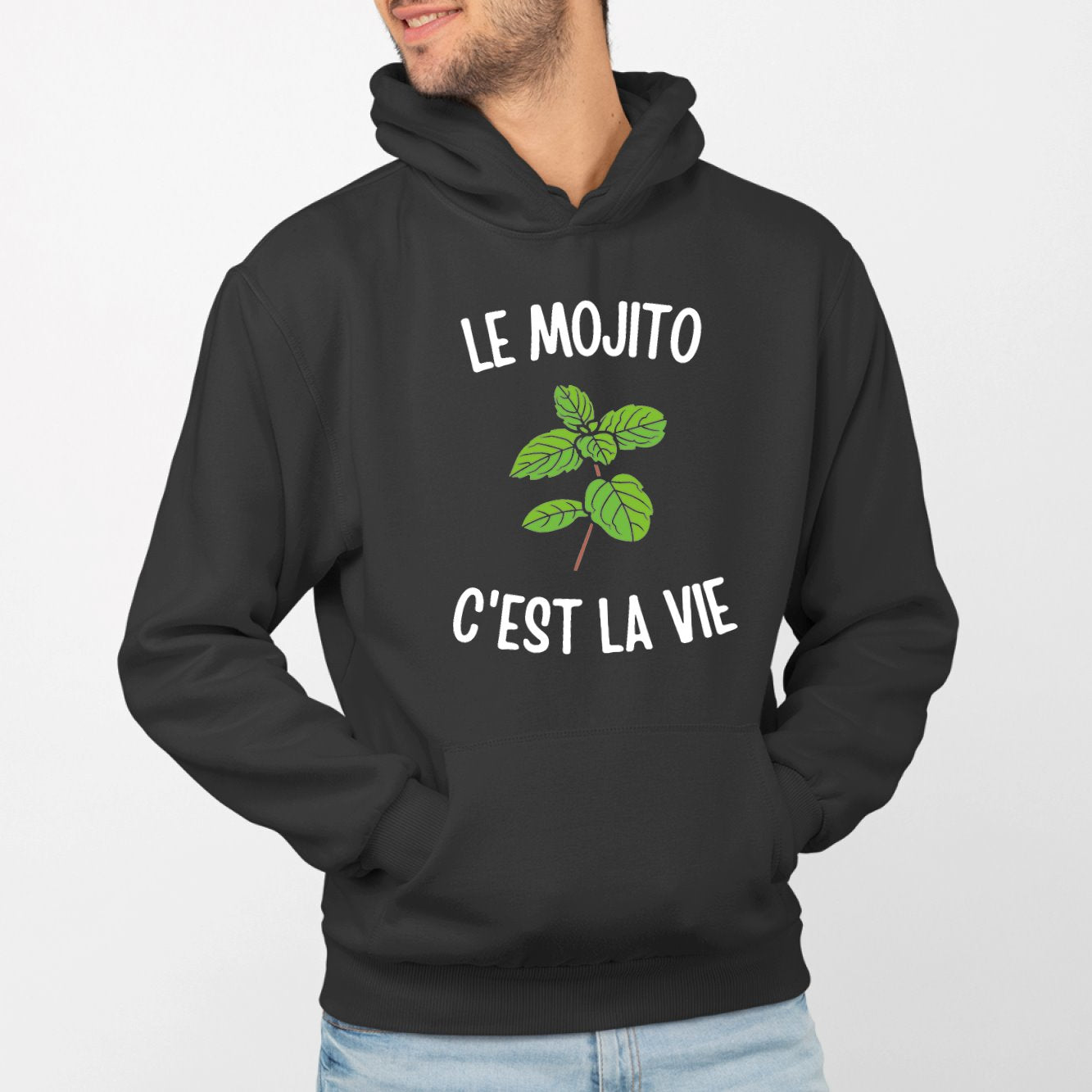 Sweat Capuche Adulte Le mojito c'est la vie Noir