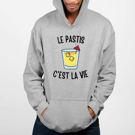 Sweat Capuche Adulte Le pastis c'est la vie Gris