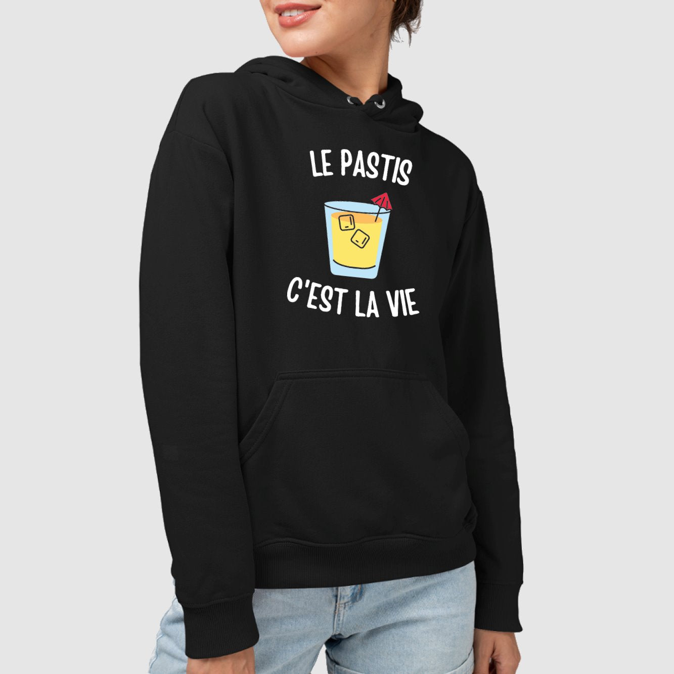 Sweat Capuche Adulte Le pastis c'est la vie Noir