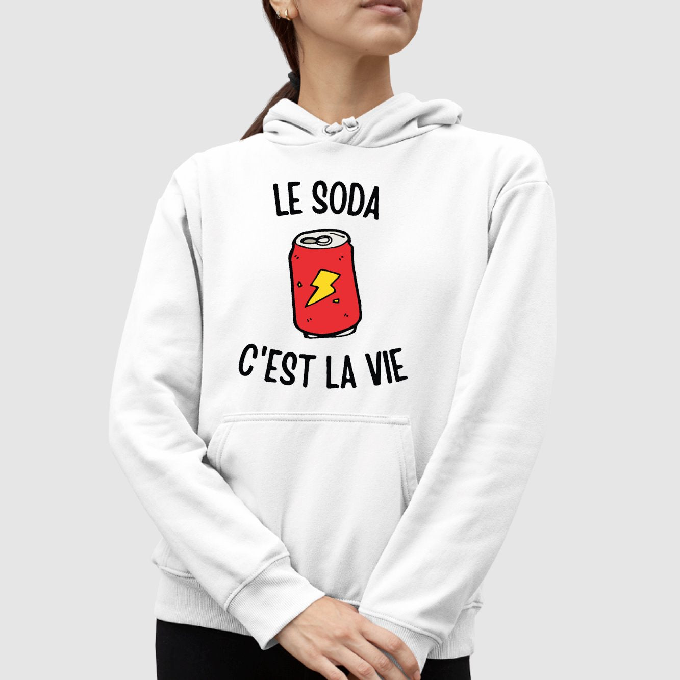 Sweat Capuche Adulte Le soda c'est la vie Blanc