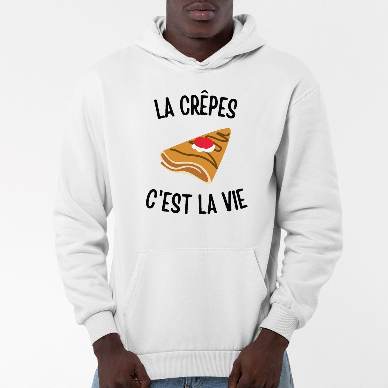 Sweat Capuche Adulte Les crêpes c'est la vie Blanc