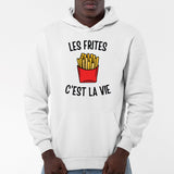 Sweat Capuche Adulte Les frites c'est la vie Blanc