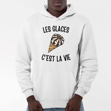 Sweat Capuche Adulte Les glaces c'est la vie Blanc