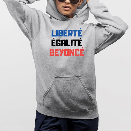 Sweat Capuche Adulte Liberté égalité Beyoncé Gris