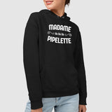 Sweat Capuche Adulte Madame pipelette Noir