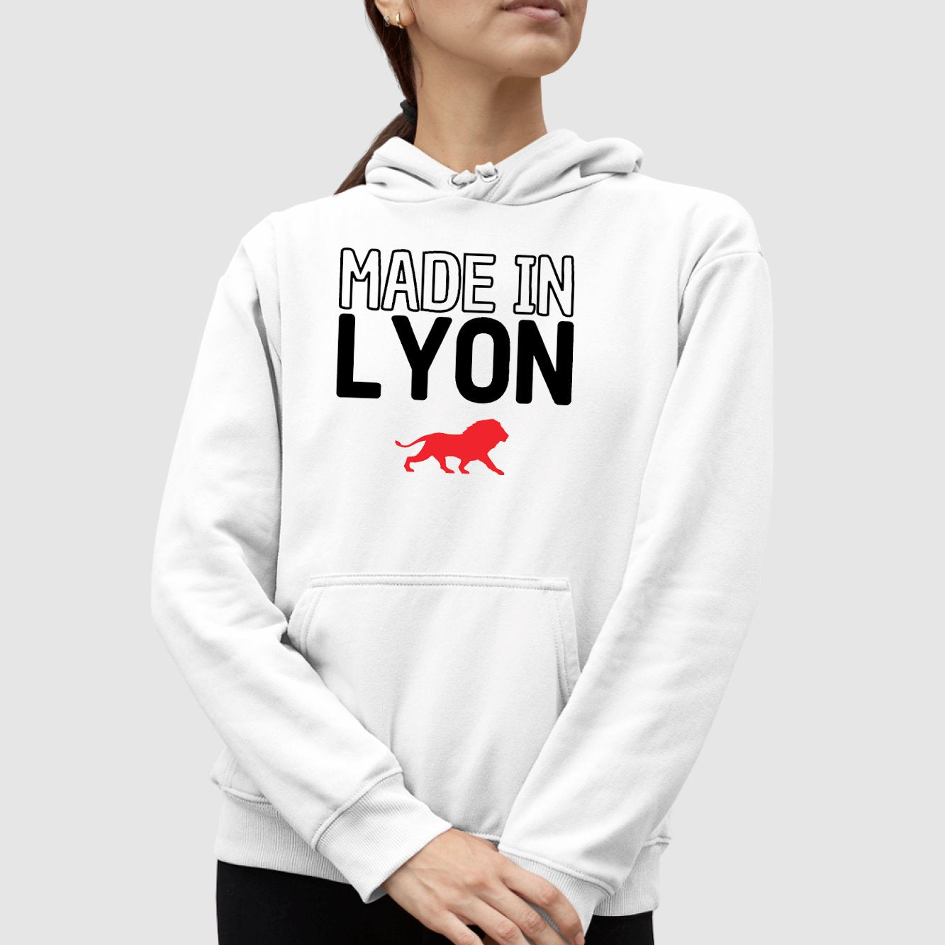 Sweat Capuche Adulte Made in Lyon Blanc