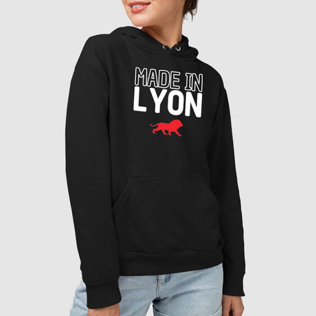 Sweat Capuche Adulte Made in Lyon Noir