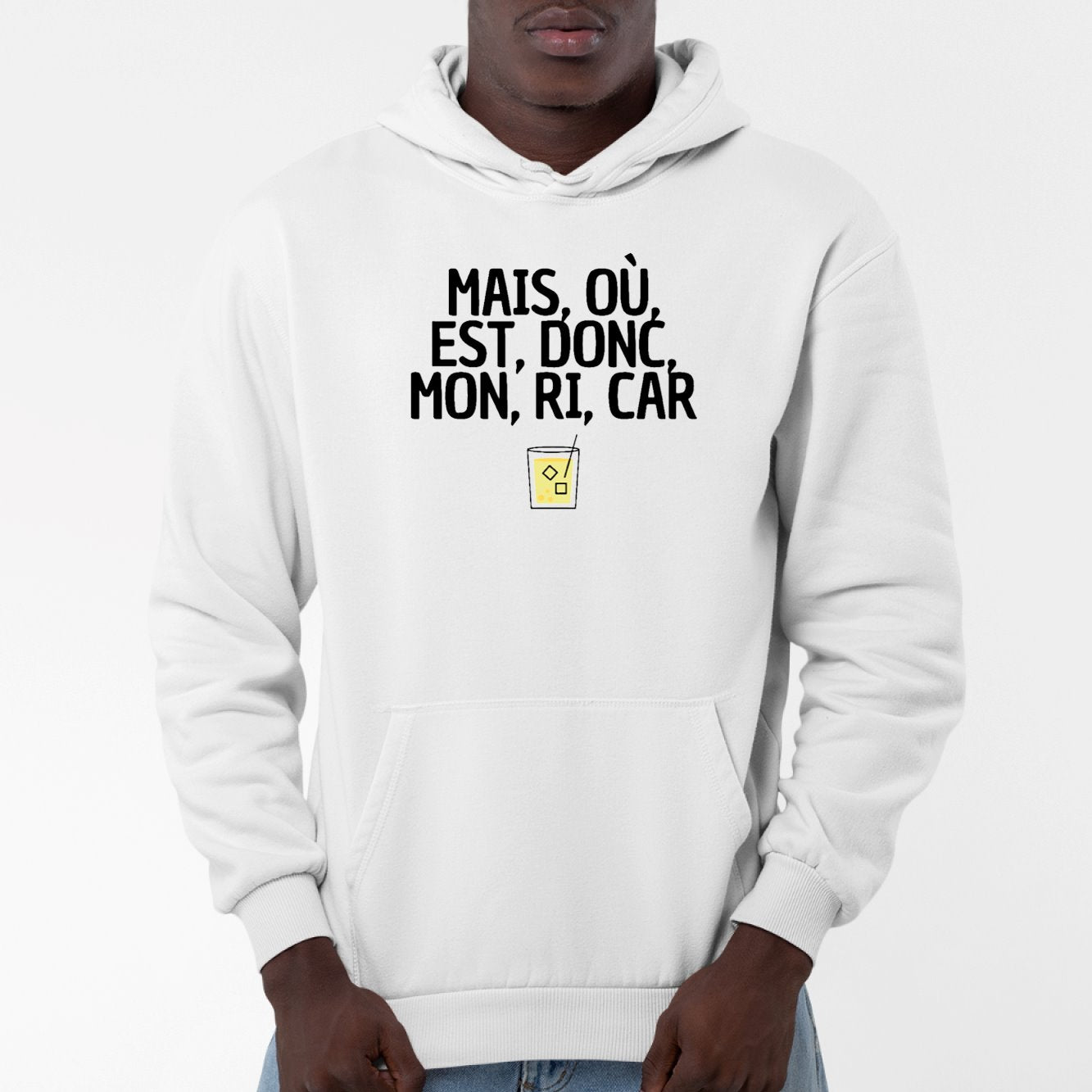 Sweat Capuche Adulte Mais, où, est, donc, mon, ri, car Blanc