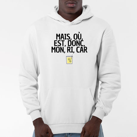 Sweat Capuche Adulte Mais, où, est, donc, mon, ri, car Blanc