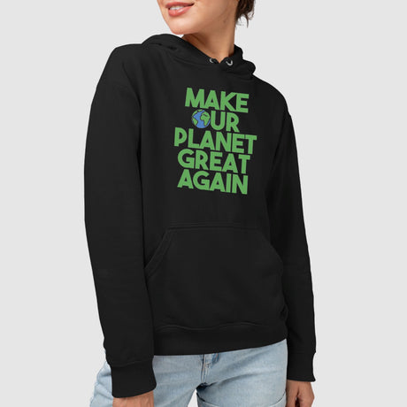 Sweat Capuche Adulte Make our planet great again Noir