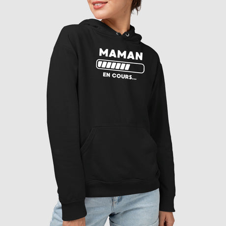 Sweat Capuche Adulte Maman en cours Noir