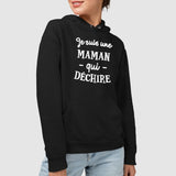 Sweat Capuche Adulte Maman qui déchire Noir