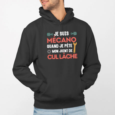 Sweat Capuche Adulte Mécano mon joint de cul lâche Noir