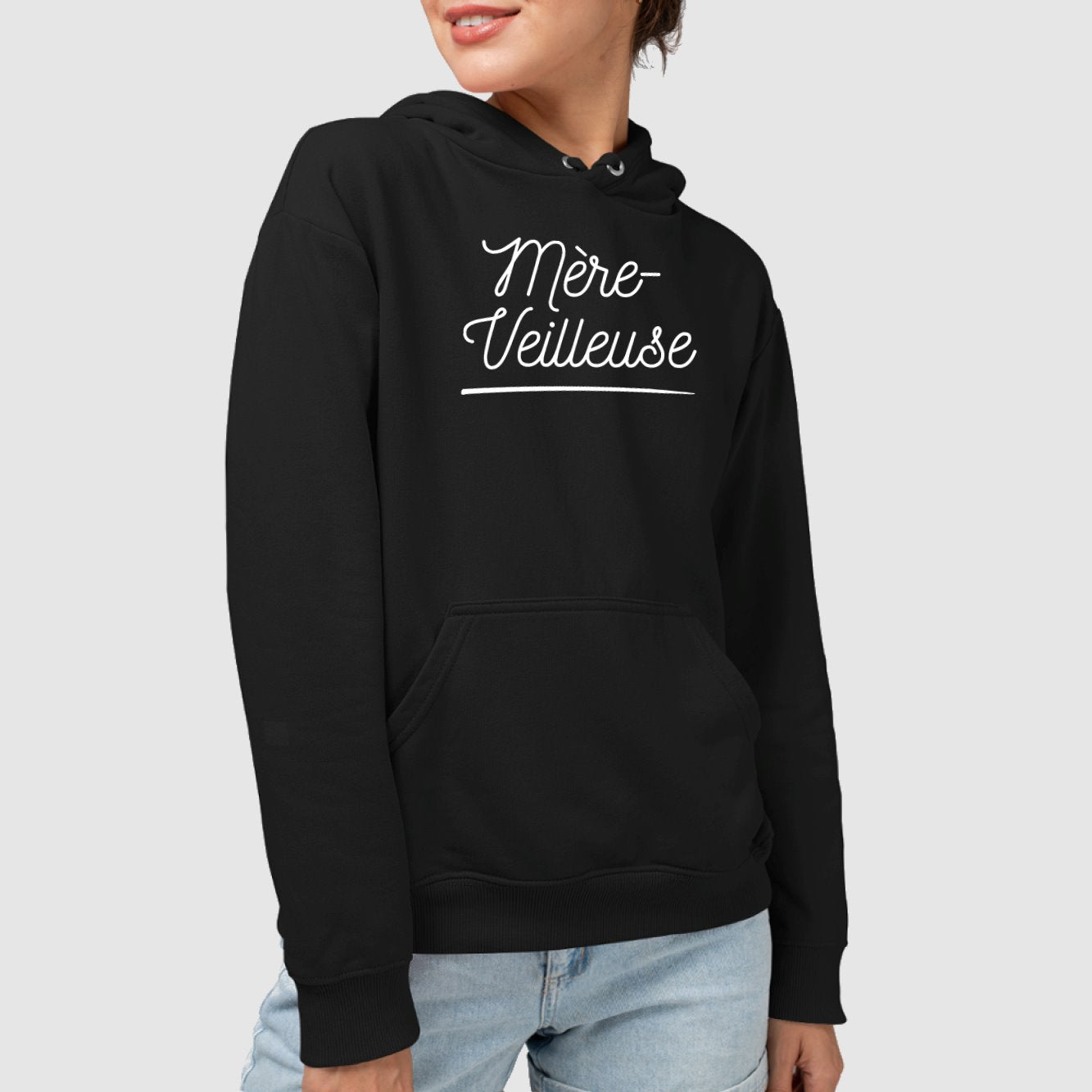 Sweat Capuche Adulte Mère-veilleuse Noir