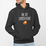 Sweat Capuche Adulte On dit chocolatine Noir