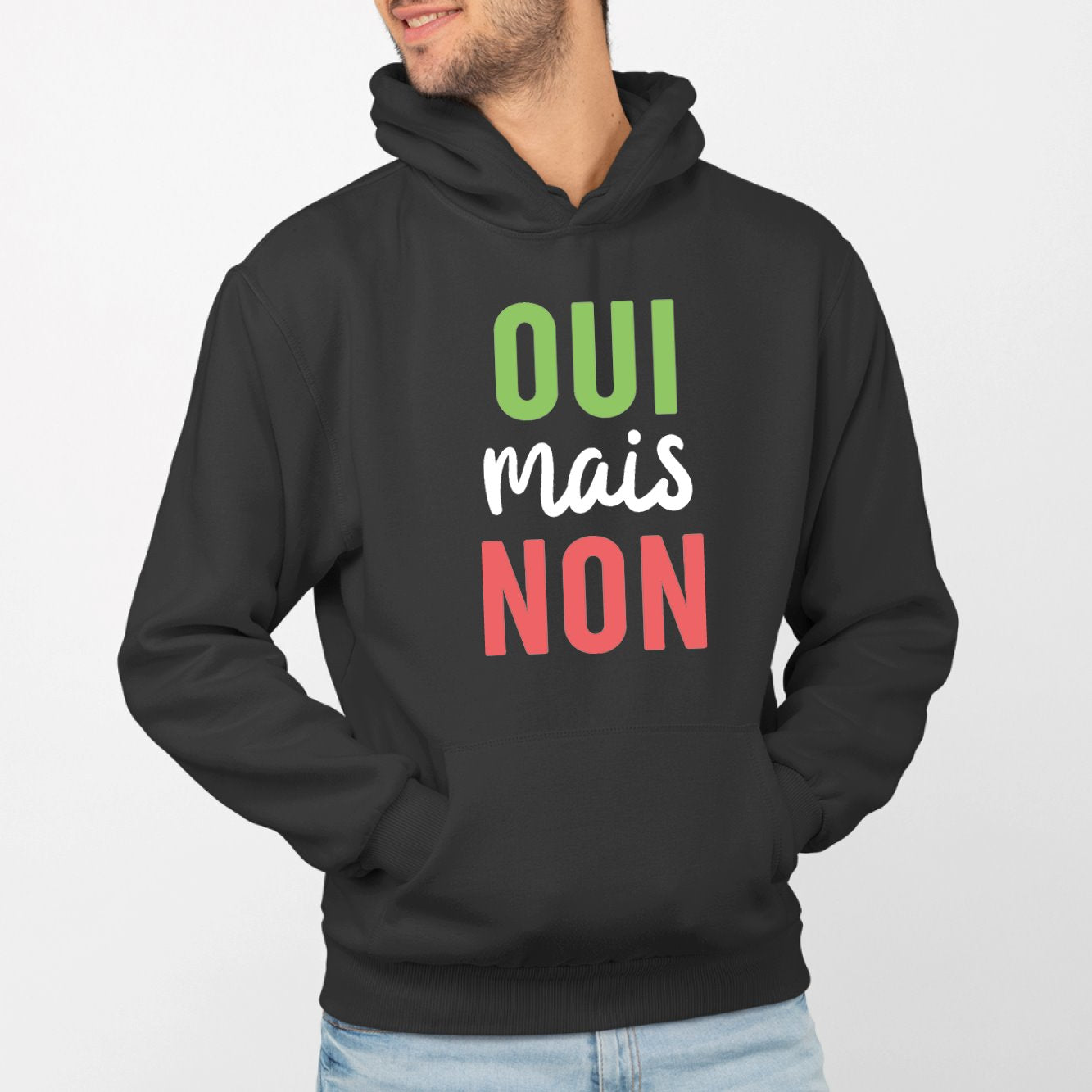 Sweat Capuche Adulte Oui mais non Noir