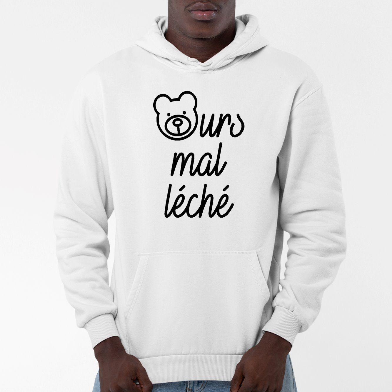 Sweat Capuche Adulte Ours mal léché Blanc