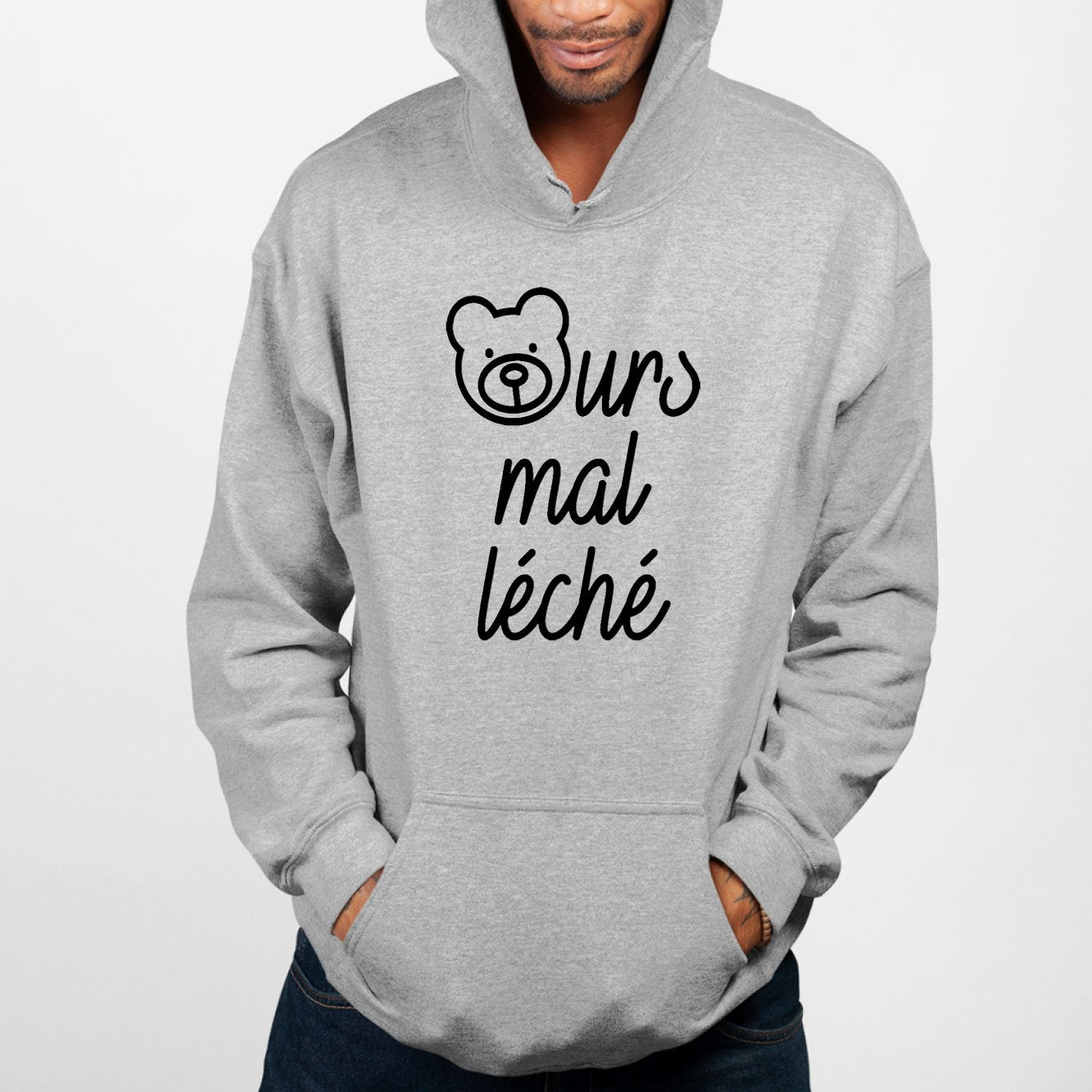 Sweat Capuche Adulte Ours mal léché Gris