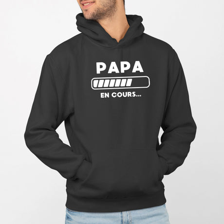 Sweat Capuche Adulte Papa en cours Noir