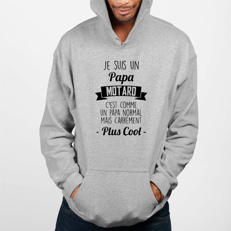 Sweat Capuche Adulte Papa motard Gris