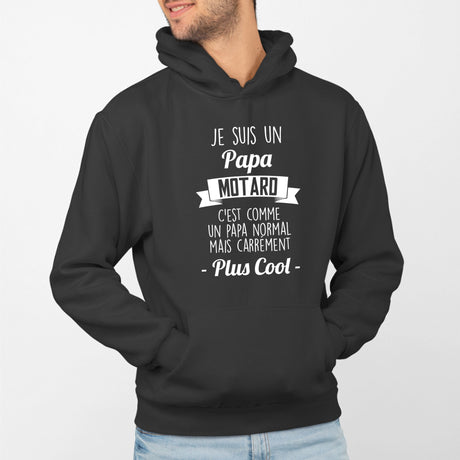 Sweat Capuche Adulte Papa motard Noir