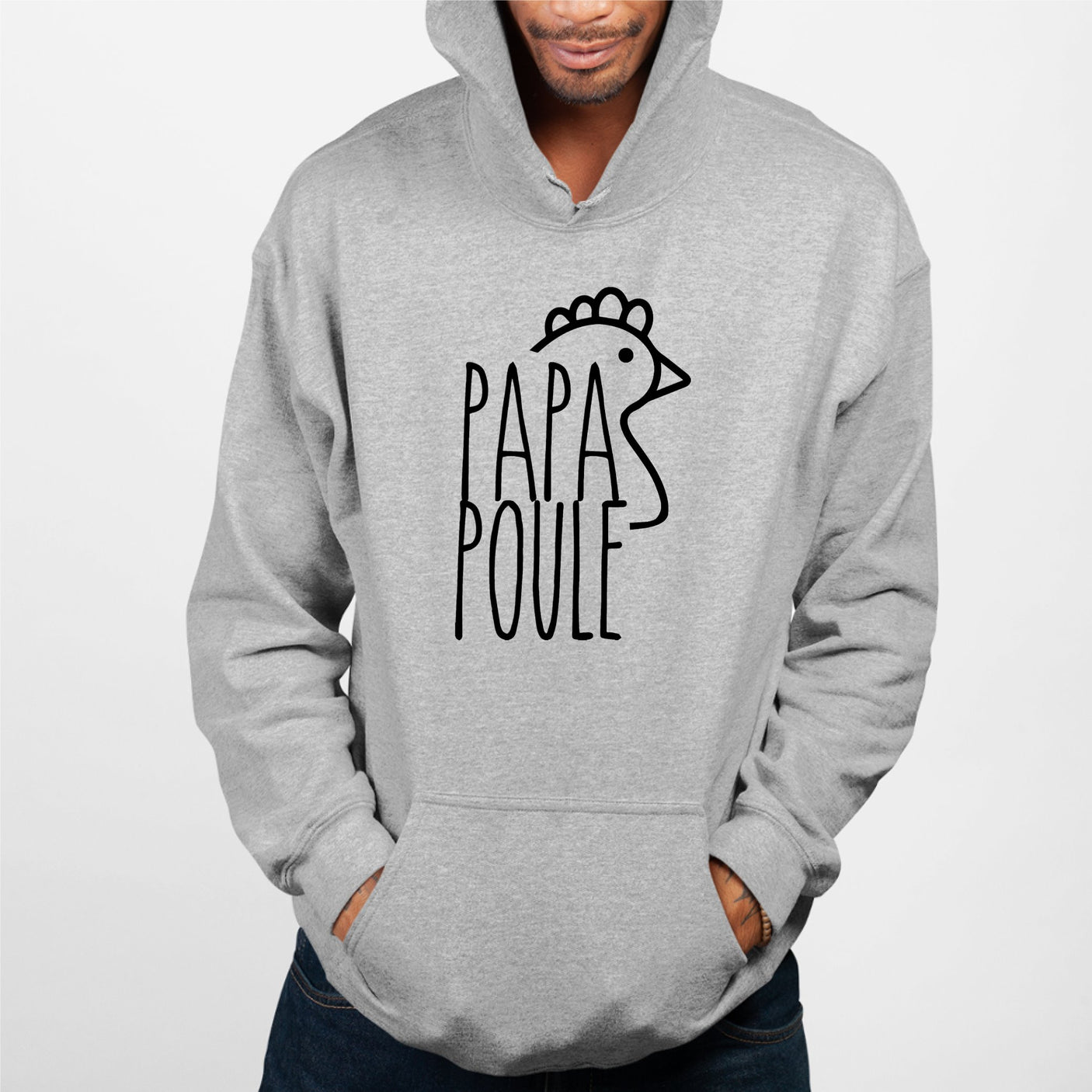 Sweat Capuche Adulte Papa poule Gris