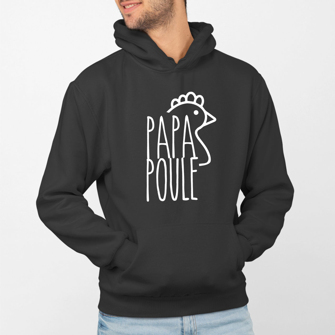 Sweat Capuche Adulte Papa poule Noir