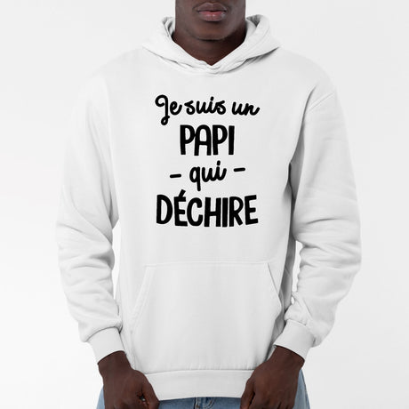 Sweat Capuche Adulte Papi qui déchire Blanc