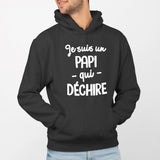 Sweat Capuche Adulte Papi qui déchire Noir