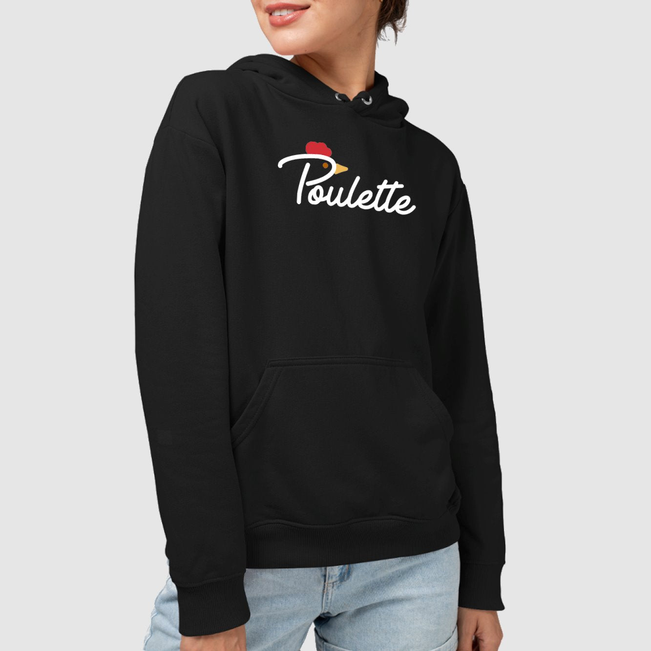 Sweat Capuche Adulte Poulette Noir