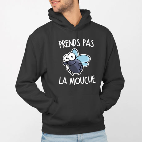 Sweat Capuche Adulte Prends pas la mouche Noir