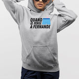 Sweat Capuche Adulte Quand je pense à Fernande Gris