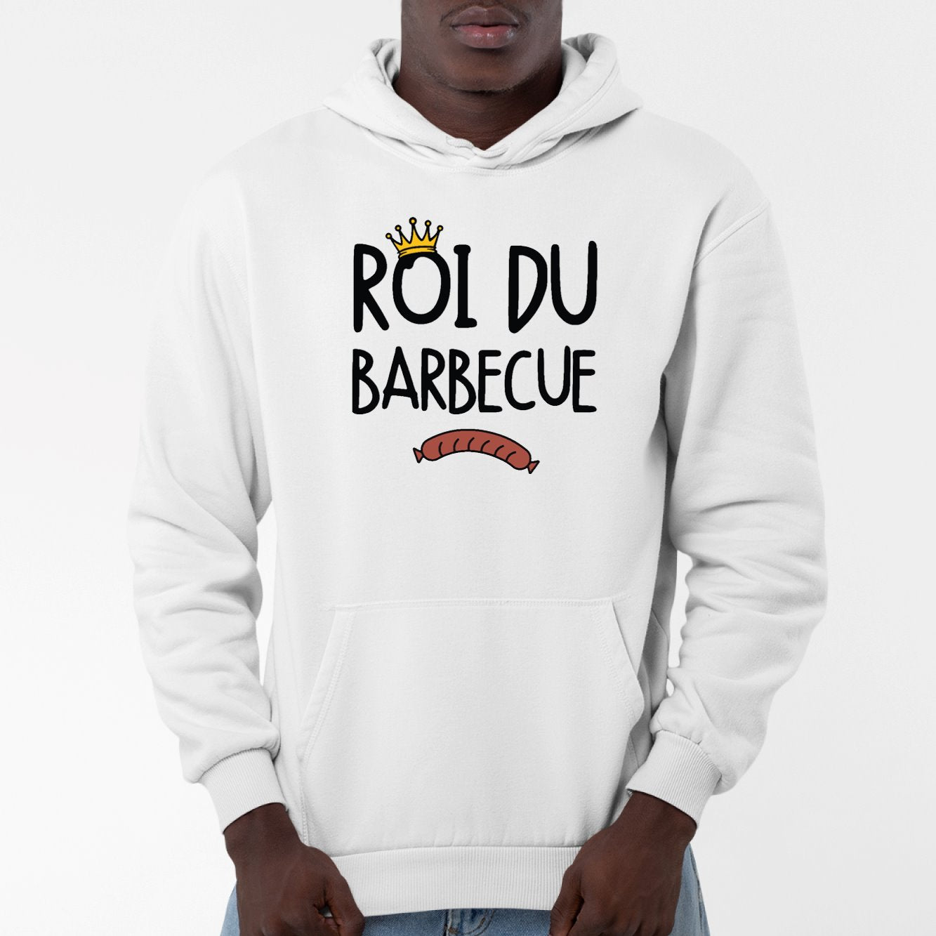 Sweat Capuche Adulte Roi du barbecue Blanc