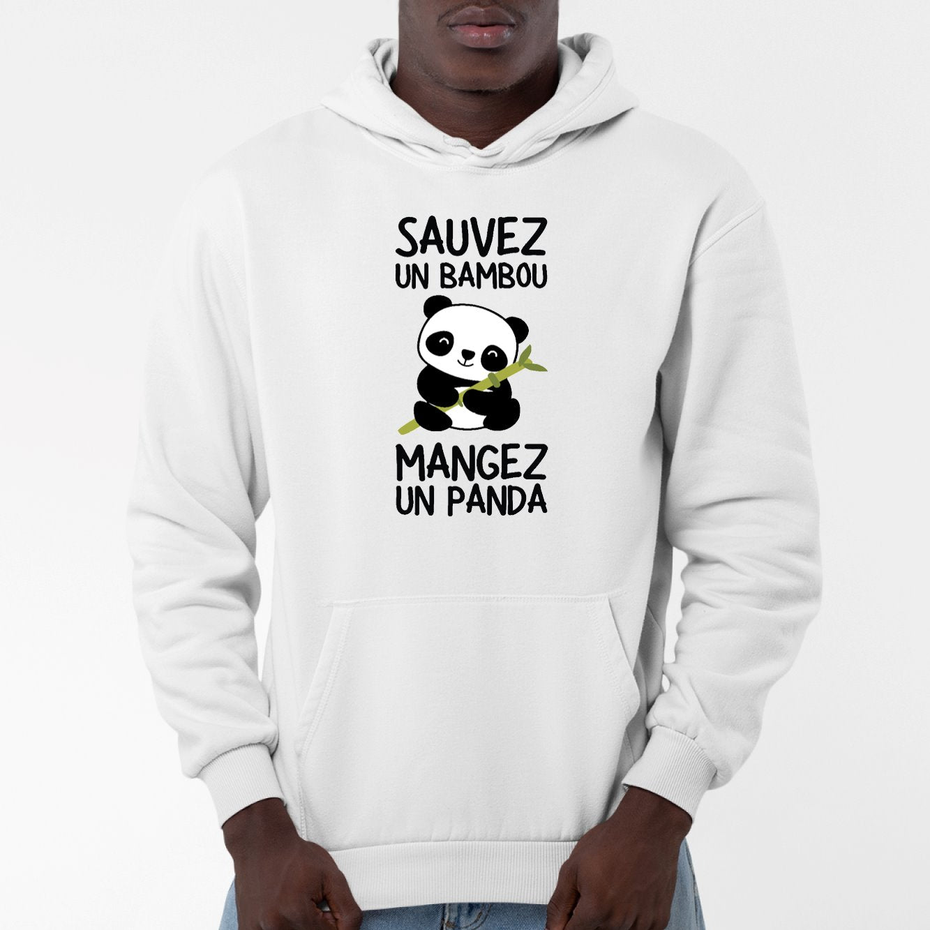 Sweat Capuche Adulte Sauvez un bambou, mangez un panda Blanc