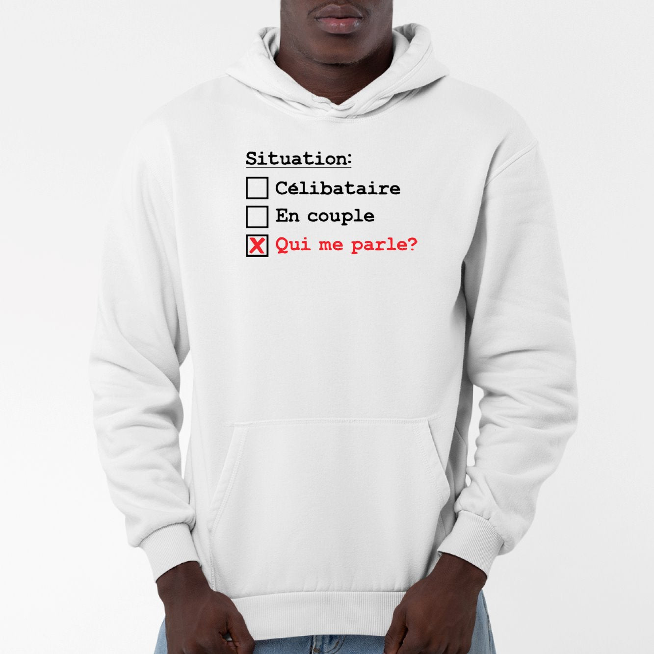 Sweat Capuche Adulte Situation célibataire Blanc