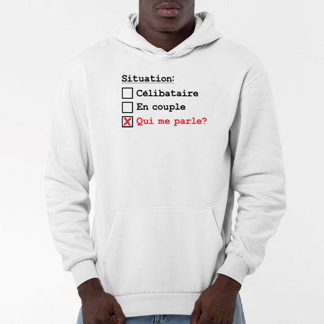 Sweat Capuche Adulte Situation célibataire Blanc