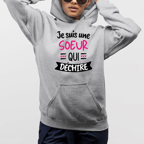 Sweat Capuche Adulte Soeur qui déchire Gris