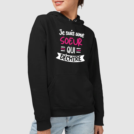 Sweat Capuche Adulte Soeur qui déchire Noir