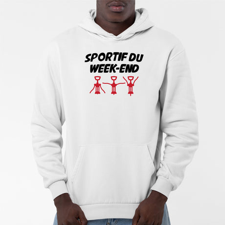 Sweat Capuche Adulte Sportif du week-end Blanc