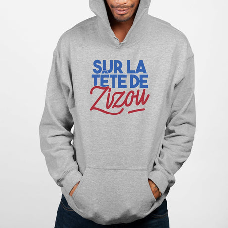 Sweat Capuche Adulte Sur la tête de Zizou Gris