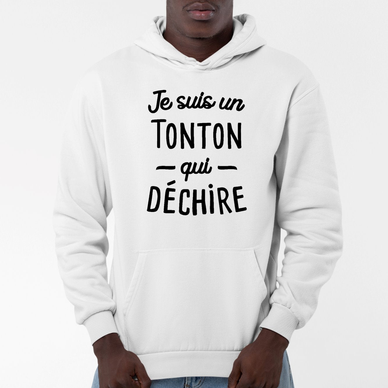 Sweat Capuche Adulte Tonton qui déchire Blanc