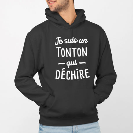 Sweat Capuche Adulte Tonton qui déchire Noir