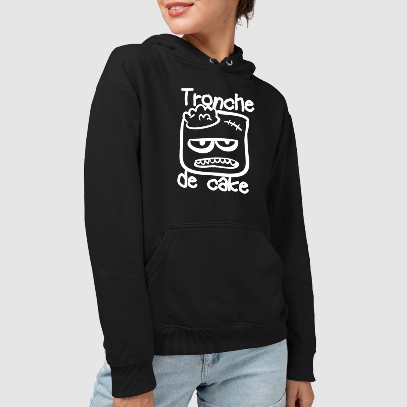 Sweat Capuche Adulte Tronche de cake Noir