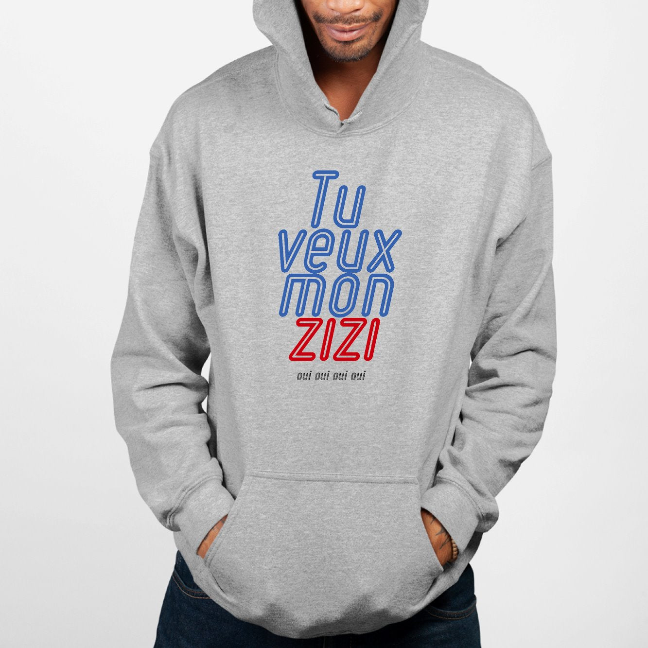 Sweat Capuche Adulte Tu veux mon zizi Gris