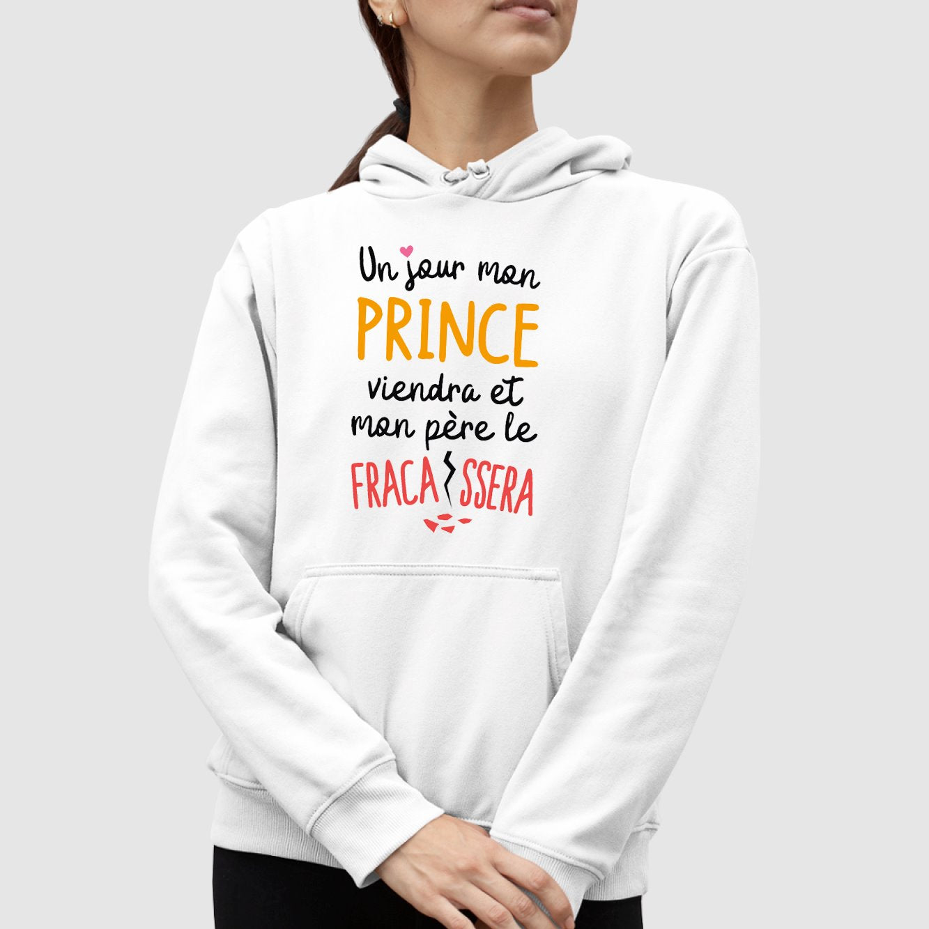 Sweat Capuche Adulte Un jour mon prince viendra Blanc