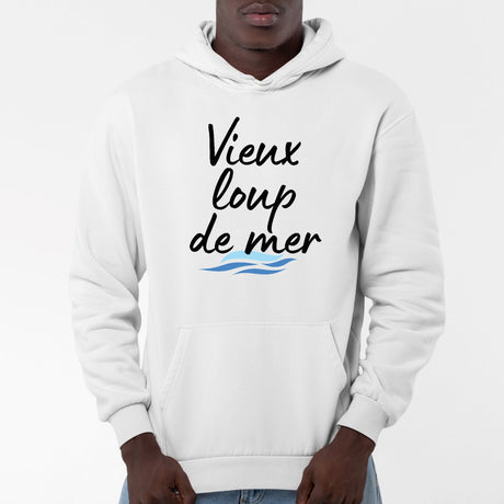 Sweat Capuche Adulte Vieux loup de mer Blanc